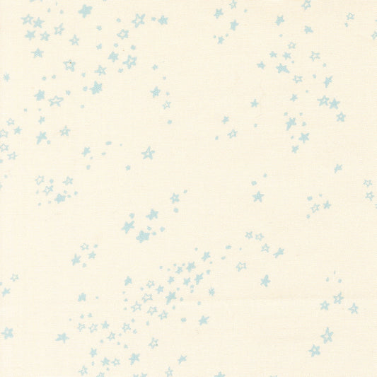 Moda's light blue scattered stars on cream celestial and nursery Twinkle and Tinsel by Fancy That Design House cotton quilting fabric