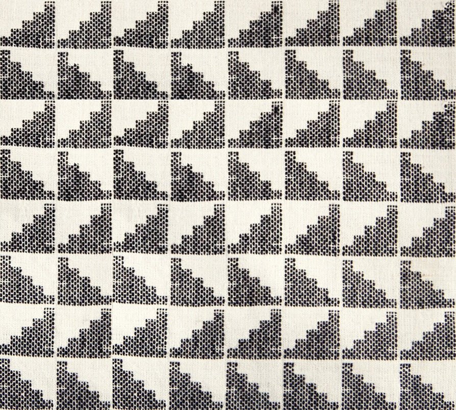 Moda's black and cream stepped geometric cotton quilting fabric. Warp Weft Daisy Days by Ruby Star Society's Alexia Abegg.