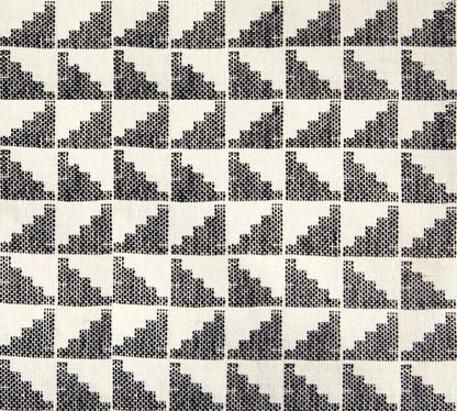 Moda's black and cream stepped geometric cotton quilting fabric. Warp Weft Daisy Days by Ruby Star Society's Alexia Abegg.