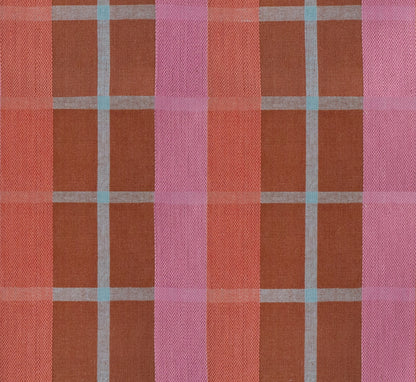 Moda's cayenne and pink plaid geometric cotton quilting fabric with coral orange accents from Warp Weft Daisy Days by Ruby Star Society's Alexia Abegg.