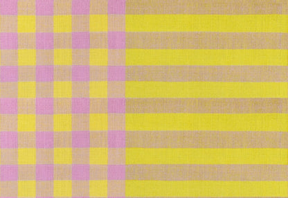 Moda's pink and yellow checkerboard and stripes Warp Weft Daisy Days by Ruby Star Society's Alexia Abegg cotton quilting fabric.