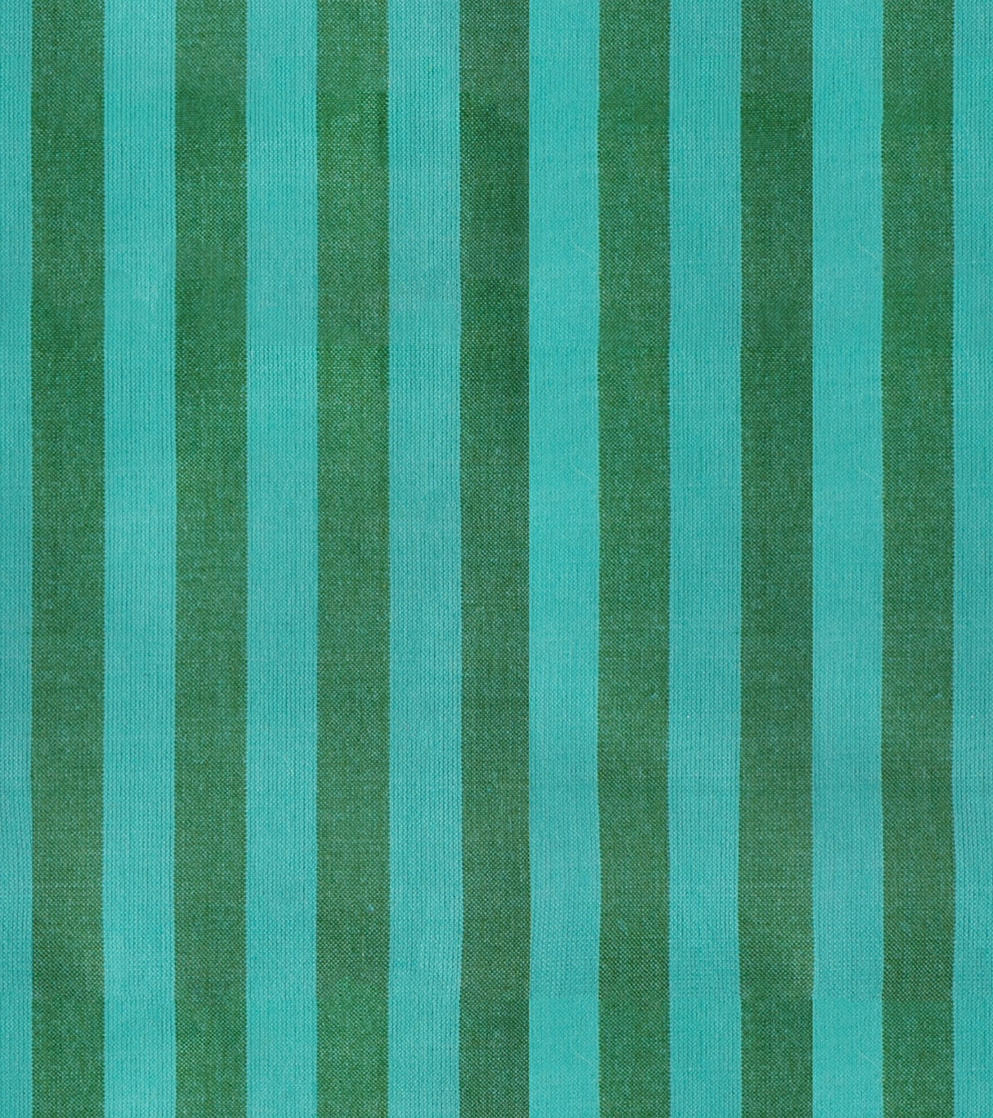 Moda's alternating aqua and sprout green vertical stripes, Warp Weft Daisy Days by Ruby Star Society's Alexia Abegg cotton quilting fabric.