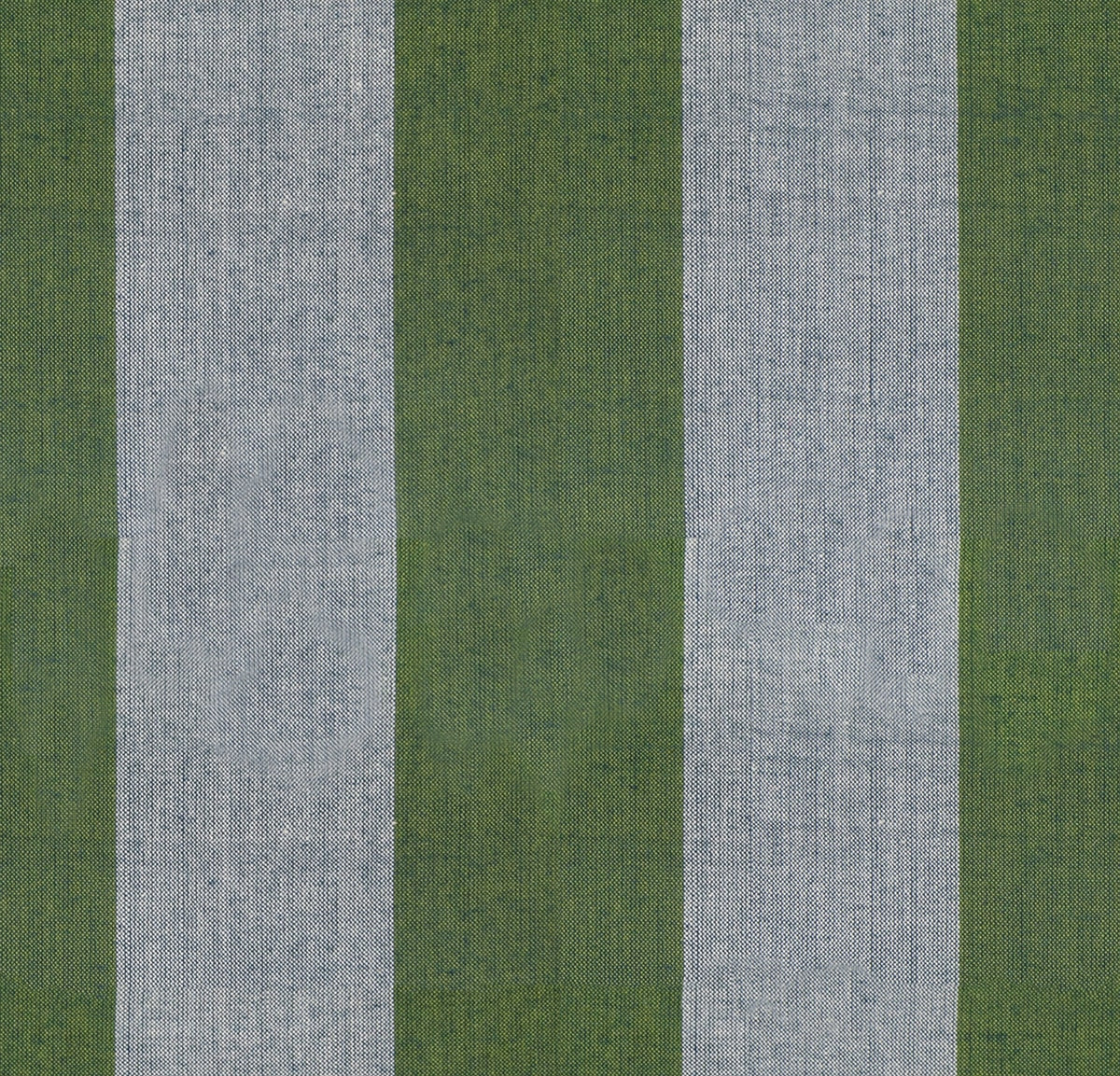 Broad vertical sprout green and light gray stripes. Moda's Warp Weft Daisy Days by Ruby Star Society's Alexia Abegg cotton quilting fabric.