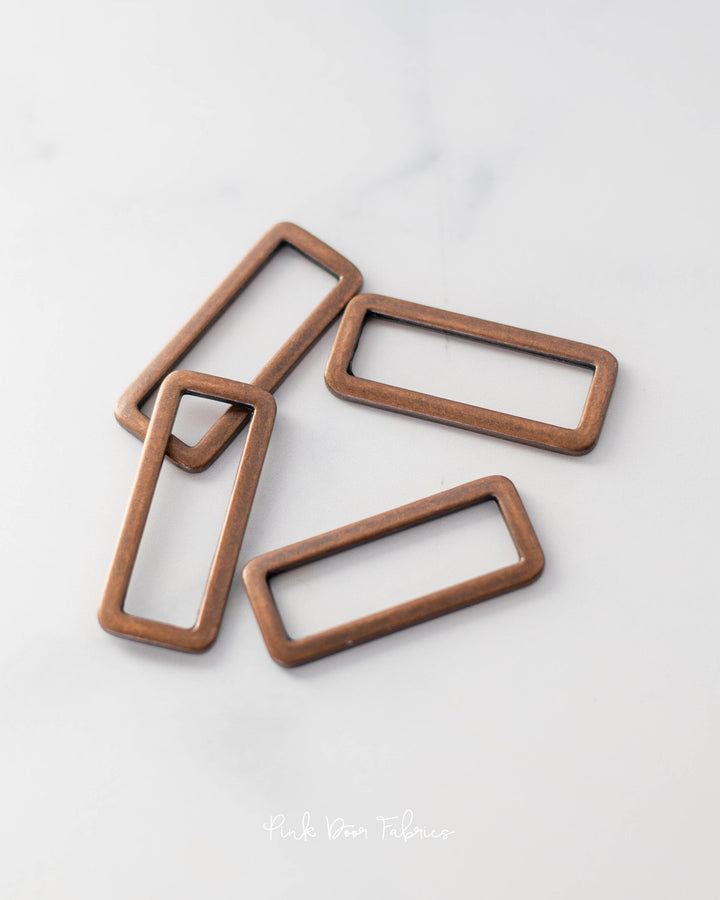 Pink Door Hardware - 1.5" Rectangle Ring - Antique Copper - 2 per Pkg. - PDF_CO15RR