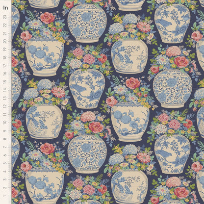 Chic Escape - Flowervase in Blue - 100450 - Half Yard