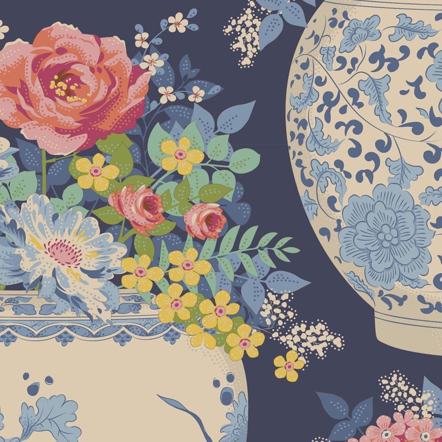Chic Escape - Flowervase in Blue - 100450 - Half Yard
