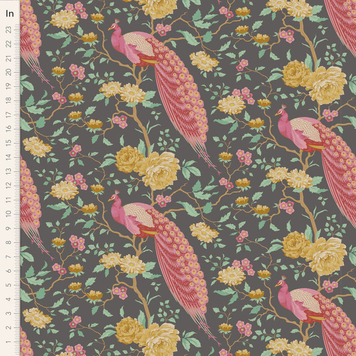 Chic Escape - Peacock Tree in Grey - 100455 - Half Yard