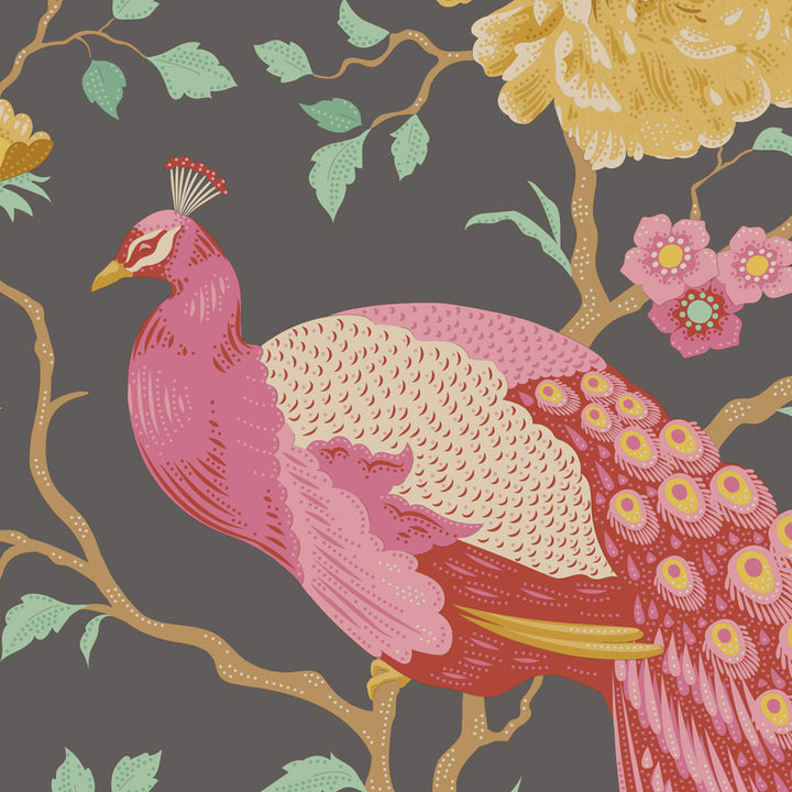 Chic Escape - Peacock Tree in Grey - 100455 - Half Yard