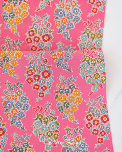 Cotton quilting fabric pattern called 'Willy Nilly in Pink'. Part of the 'Pie in the Sky' fabric collection. Designed by Tilda Fabrics for fabric company Tilda Fabrics. SKU: 100494. 44-45 inch width.