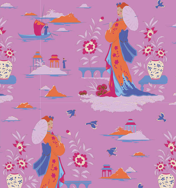 Bloomsville - Garden Vista in Iris - 100504- Half Yard
