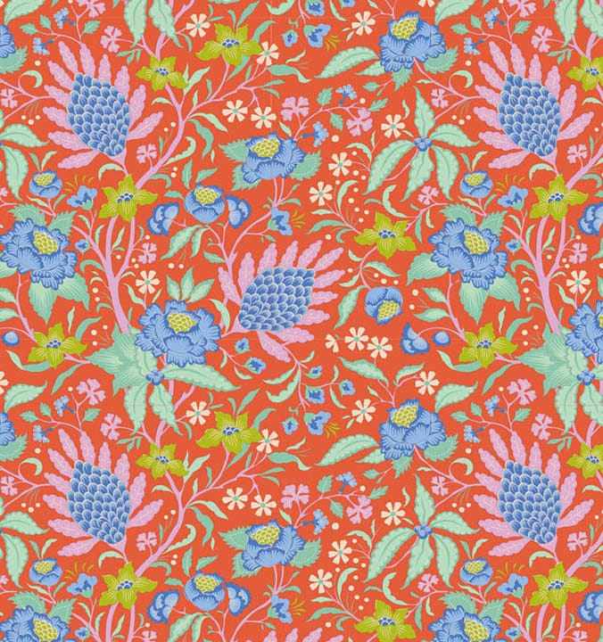 Bloomsville - Flowertangle in Persimmon - 100505- Half Yard