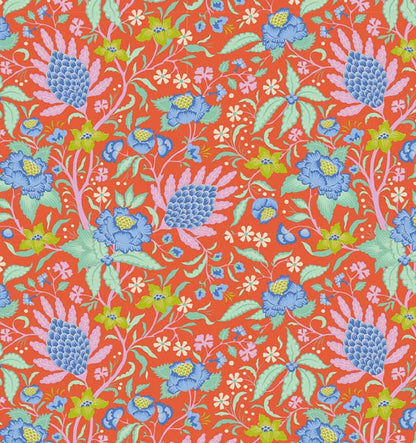 Bloomsville - Flowertangle in Persimmon - 100505- Half Yard