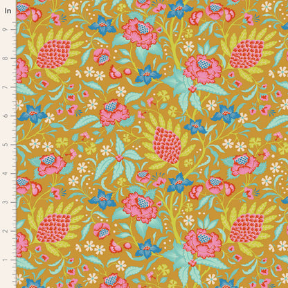 Bloomsville - Flowertangle in Mustard - 100516 - Half Yard