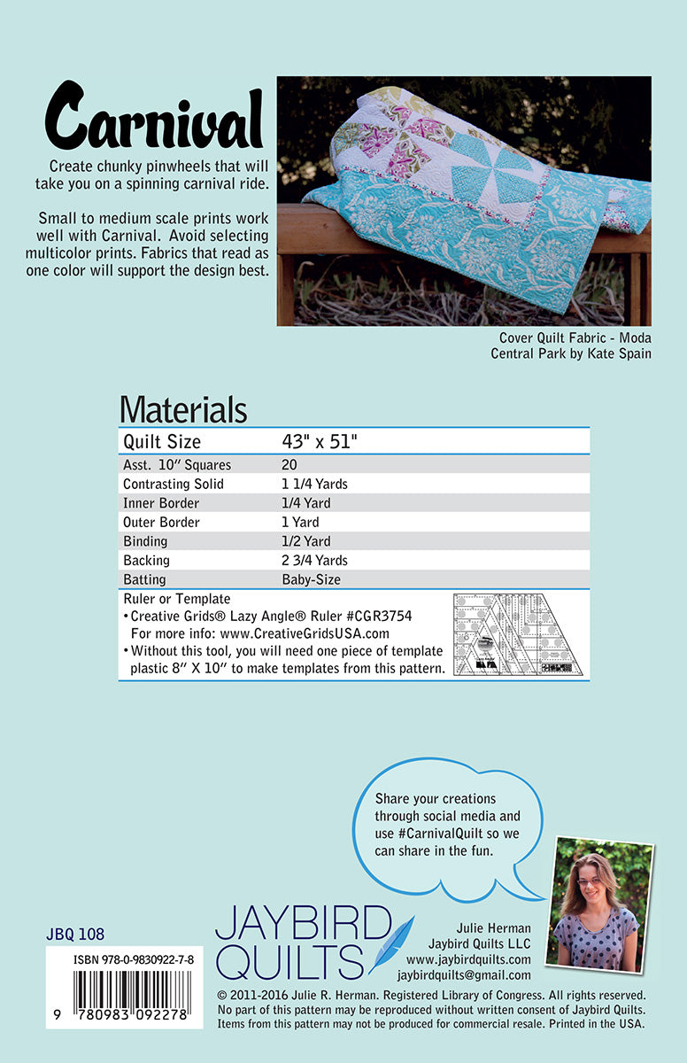 Carnival - Jaybird Quilts - Paper Pattern - JBQ 108