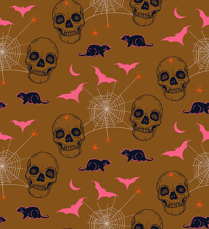 Drop Dead Gorgeous - Bats and Rats in Brown - 120-22216 - Half Yard