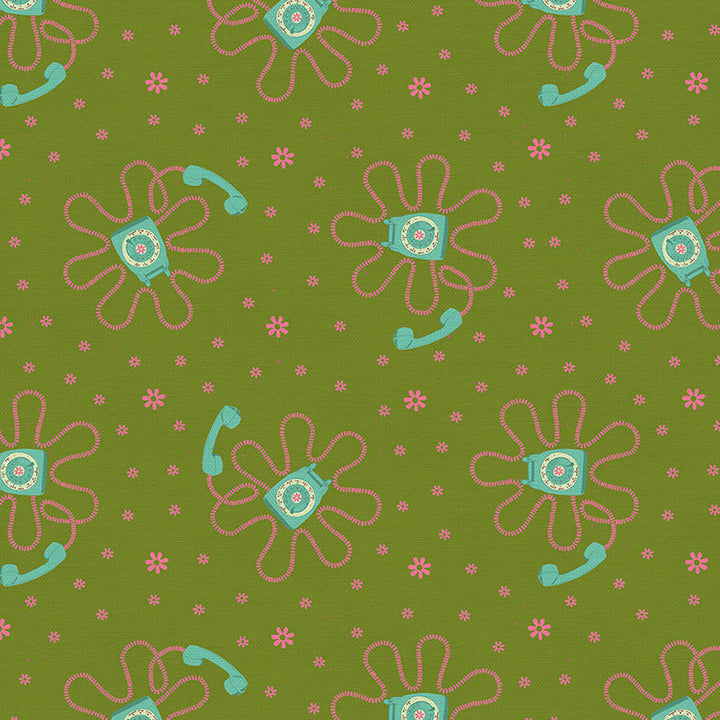 9 to 5 - Phone Cord - Lisa Flowers for PBS Fabrics - 120-22487 - Half Yard