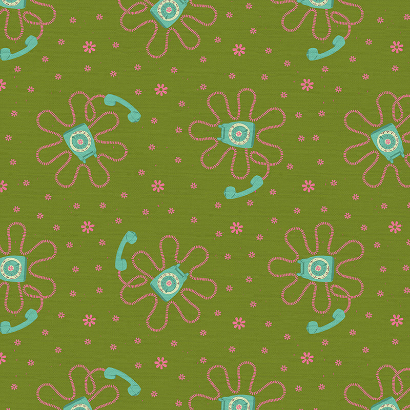 9 to 5 - Phone Cord - Lisa Flowers for PBS Fabrics - 120-22487 - Half Yard