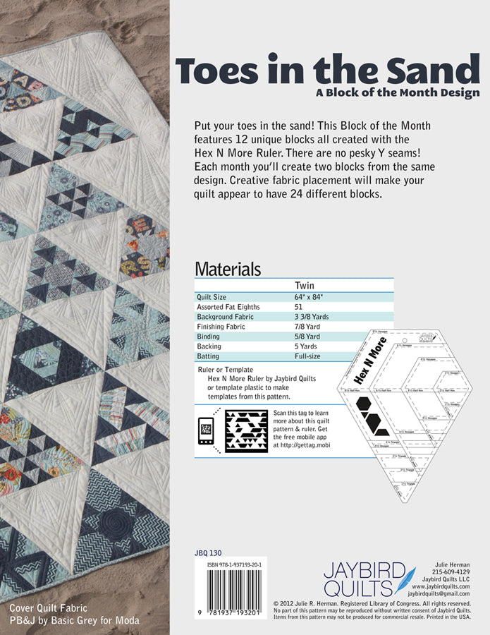 Toes in the Sand - Jaybird Quilts - Printed Quilt Program - JBQ 130