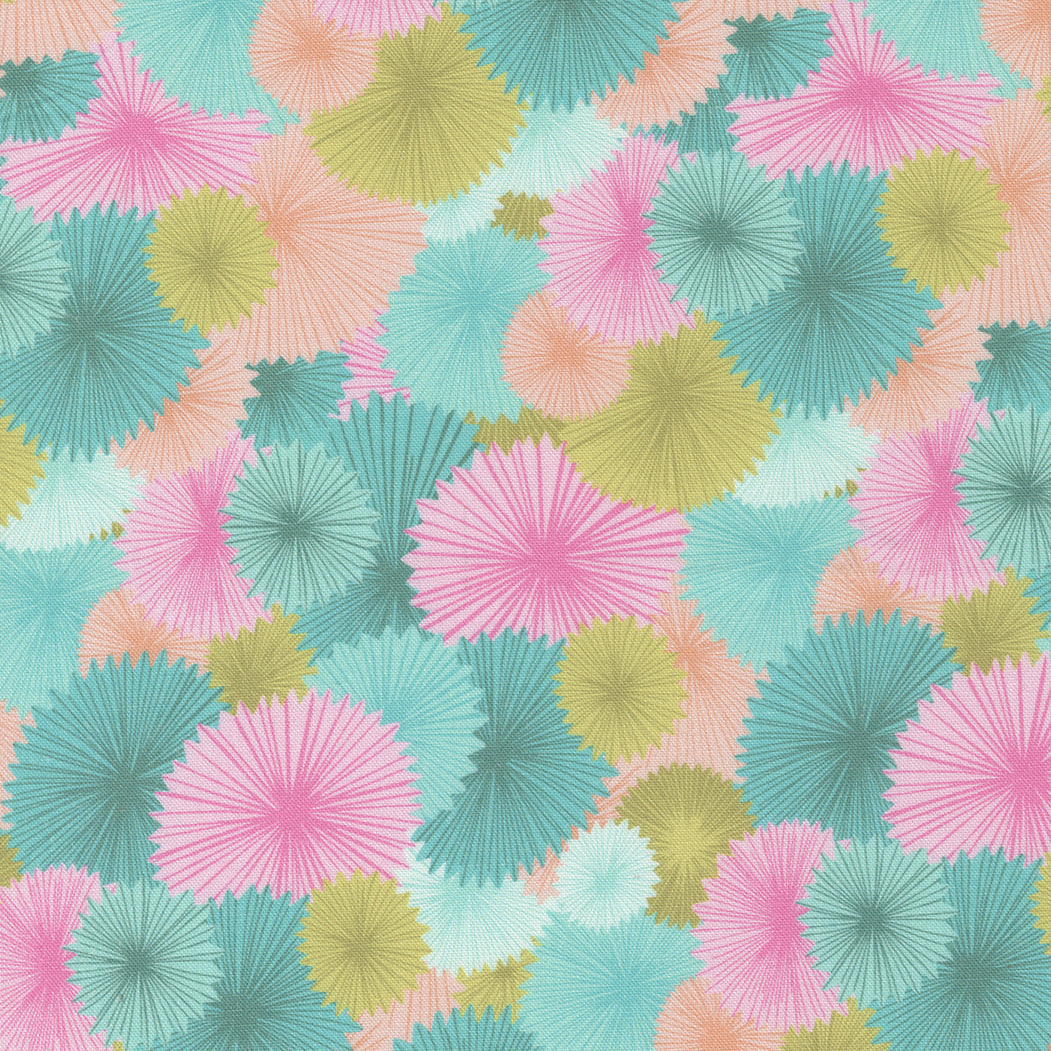 Soiree - Paper Fans in Pool Party - Mara Penny for Moda Fabrics - 13374 21 - Half Yard