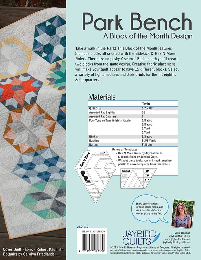 Park Bench - Jaybird Quilts - Printed Quilt Program - JBQ 139