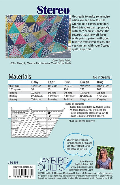 Stereo - Jaybird Quilts - Paper Pattern - JBQ 151