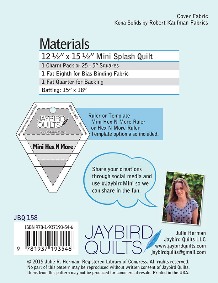 Mini Splash - Jaybird Quilts - Paper Pattern - JBQ 158