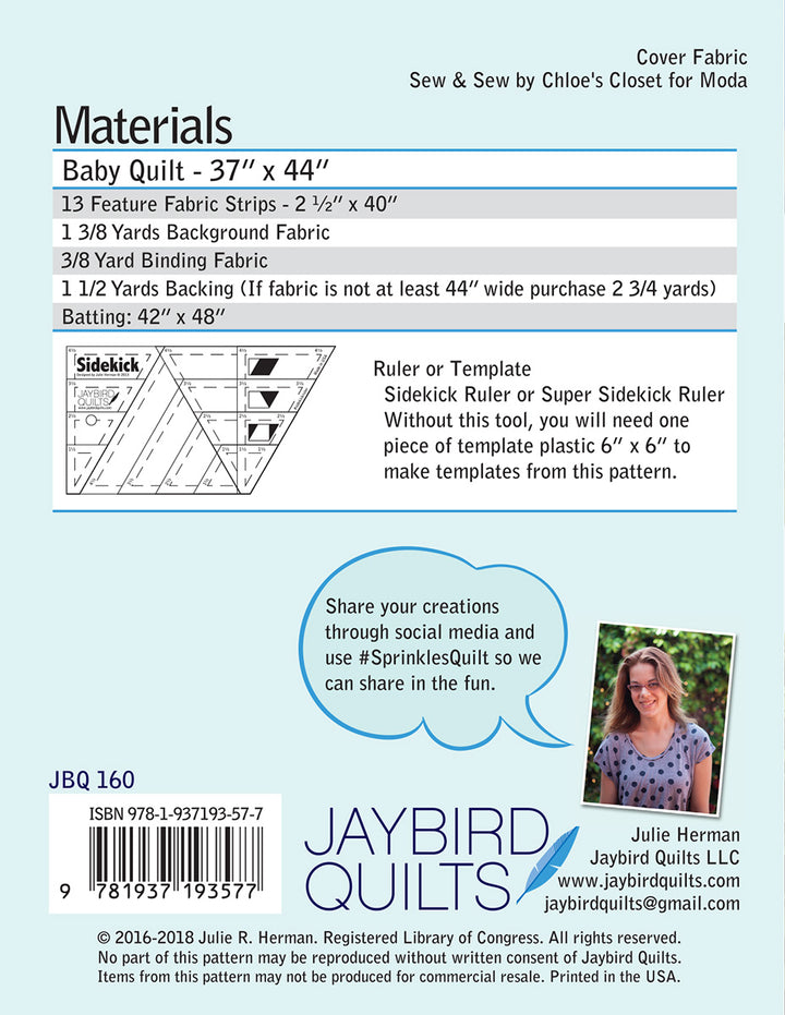 Sprinkles Baby Quilt - Jaybird Quilts - Paper Pattern - JBQ 160
