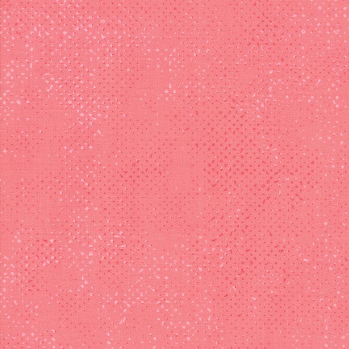 Cotton quilting fabric pattern called 'Spotted in Tea Rose'. Part of the 'Lazy Afternoon' fabric collection. Designed by Zen Chic for fabric company Moda Fabrics. SKU: 1660 21. 44-45 inch width.