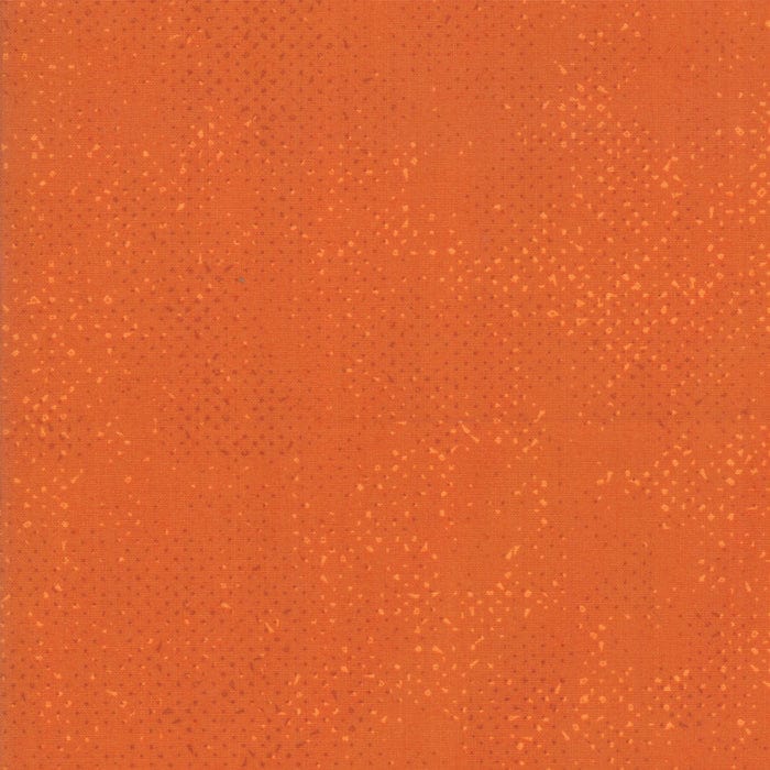 Cotton quilting fabric pattern called 'Spotted in Pumpkin'. Part of the 'Lazy Afternoon' fabric collection. Designed by Zen Chic for fabric company Moda Fabrics. SKU: 1660 61. 44-45 inch width.