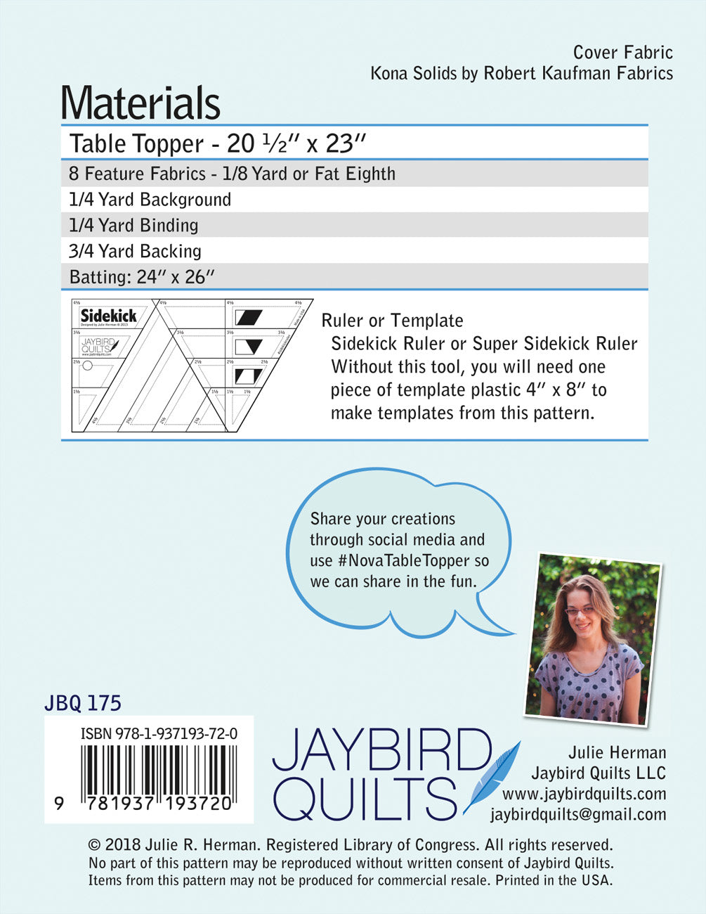 Nova Table Topper - Jaybird Quilts - Paper Pattern - JBQ 175