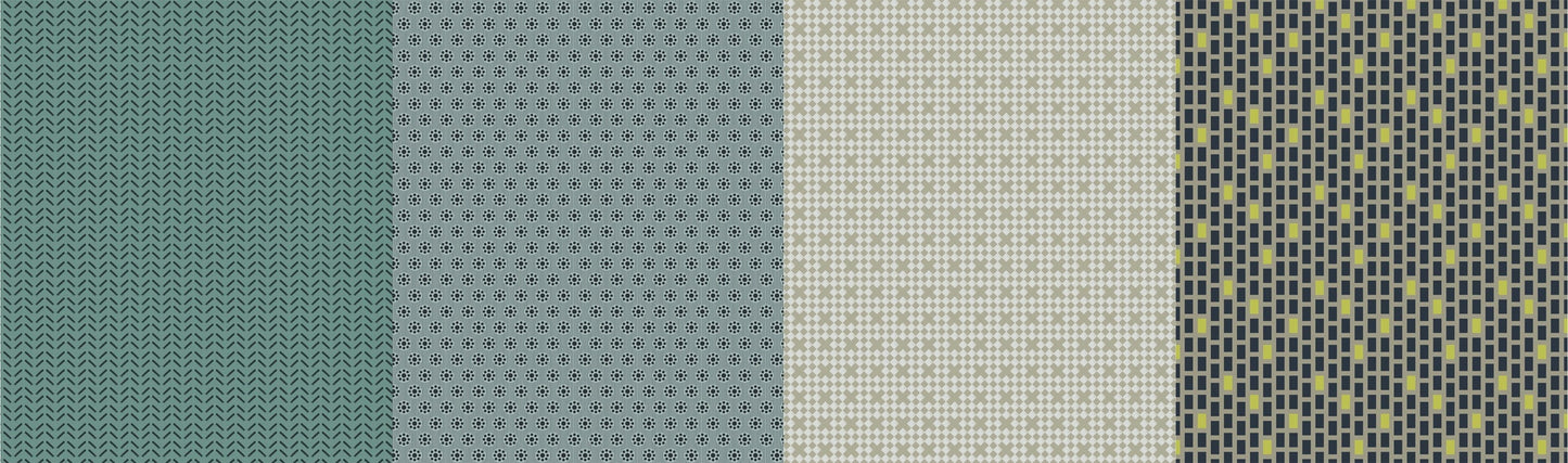 Cotton quilting fabric pattern called 'Lollies in Wattleseed'. Part of the 'Greenstone' fabric collection. Designed by Jen Kingwell for fabric company Moda Fabrics. SKU: 18230 11. 44-45 inch width.
