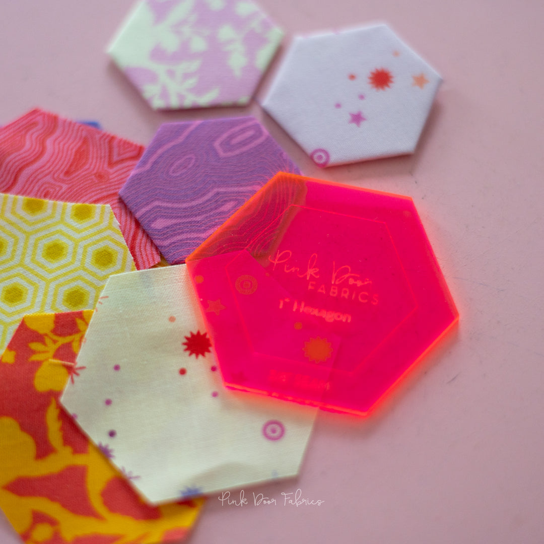 1" Hexagon Starter Kit - Acrylic Template and 30 Paper Pieces - PDF-1INCHHEX-SET