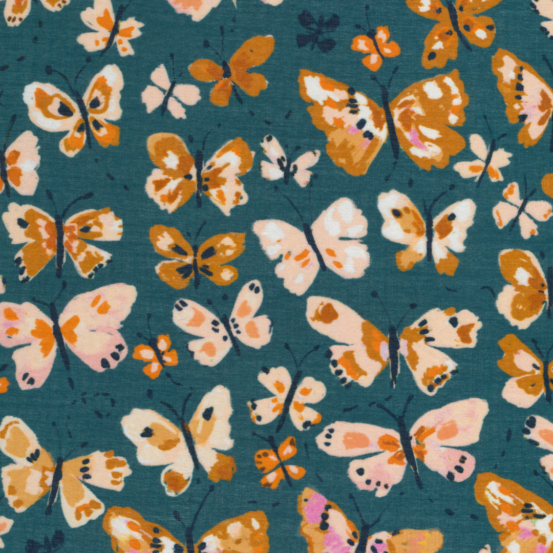 Cotton Batiste quilting fabric pattern called 'Flutter'. Part of the 'Sunday' fabric collection. Designed by Alison Janssen for the Cloud 9 Fabrics fabric company. SKU: 227281. 44-45 inch width.