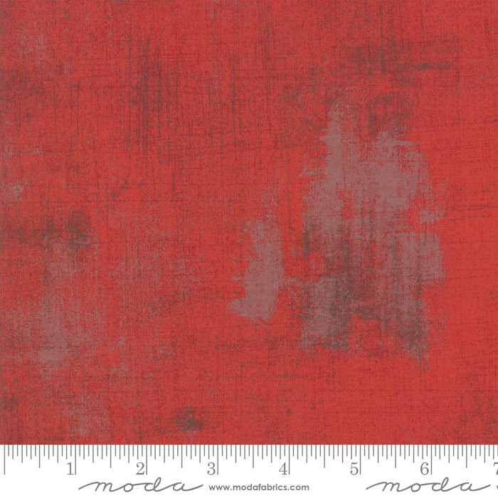 Cotton quilting fabric pattern called 'Grunge in Red'. Part of the 'Grunge Basics' fabric collection. Designed by Basic Grey for fabric company Moda Fabrics. SKU: 30150 151. 44-45 inch width.