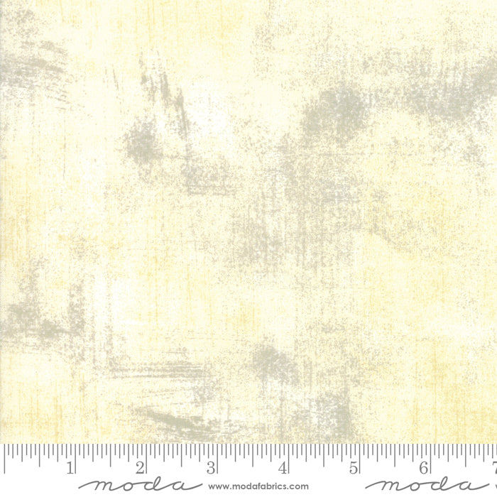 Cotton quilting fabric pattern called 'Grunge in Cream'. Part of the 'Grunge Basics' fabric collection. Designed by Basic Grey for fabric company Moda Fabrics. SKU: 30150 160. 44-45 inch width.