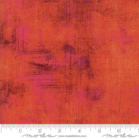 Cotton quilting fabric pattern called 'Grunge in Cinnabar'. Part of the 'Grunge Basics' fabric collection. Designed by Basic Grey for fabric company Moda Fabrics. SKU: 30150-31. 44-45 inch width.