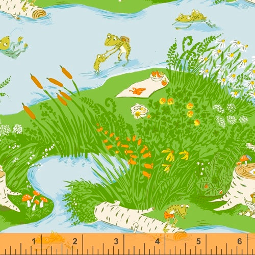 Heather Ross 20th Anniversary - Frog Pond in Blue - 37022A-1 - Half Yard