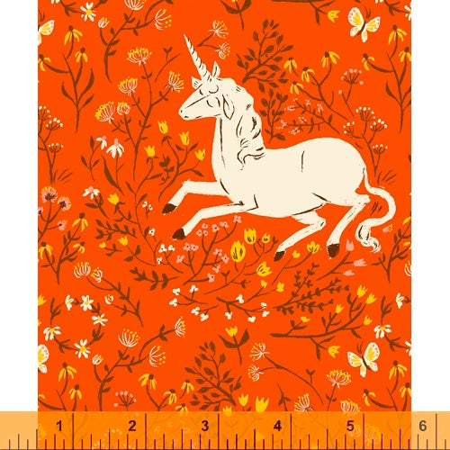 Heather Ross 20th Anniversary - Unicorn in Red - 39657A-7 - Half Yard