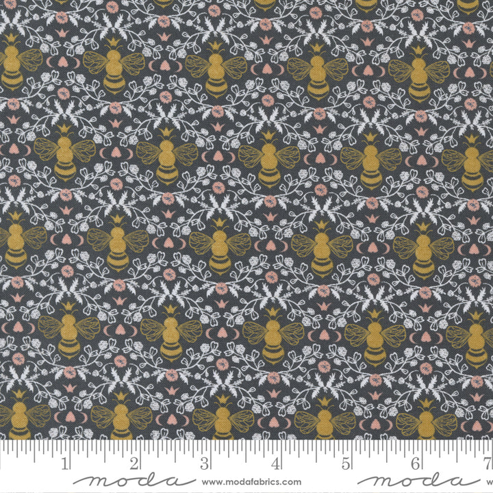 Midnight in the Garden - Honeybee Toile in Charcoal - 43124 13 - Half Yard
