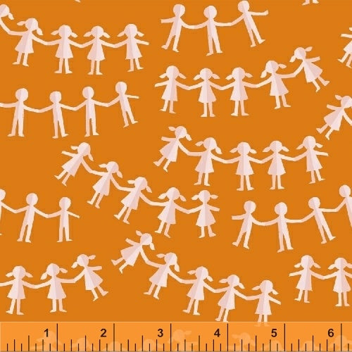 Heather Ross - Kinder - Paper Dolls in Orange - Fabric