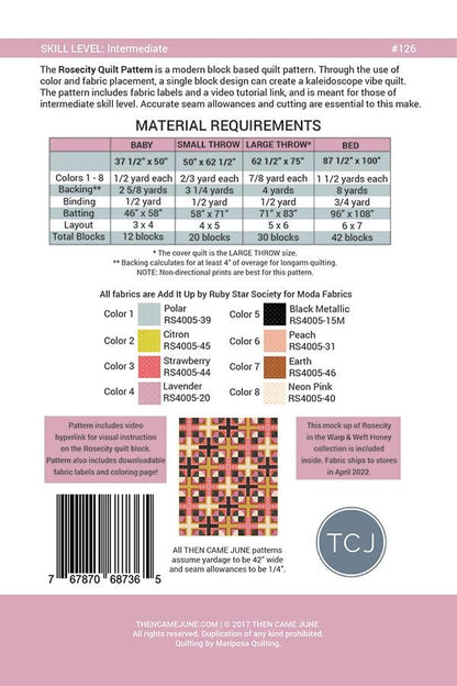 Rosecity Quilt - Then Came June - Quilt Pattern - Paper Pattern