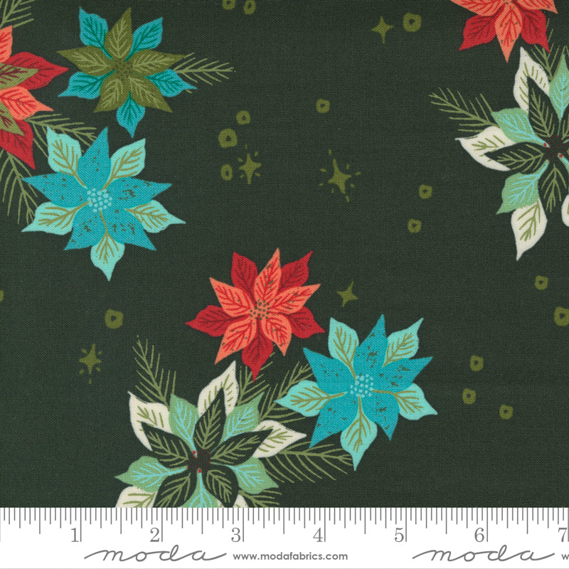 Cheer & Merriment - Poinsettia Mix in Hunter - Fancy That Design House & Co. for Moda Fabrics - 45531 20 - Half Yard