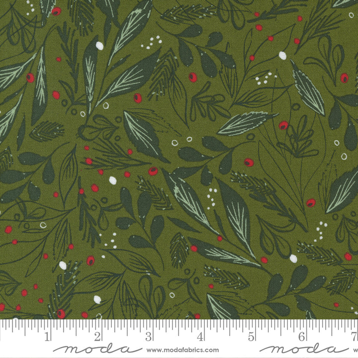 Cheer & Merriment - Winter Foliage in Sage - Fancy That Design House & Co. for Moda Fabrics - 45534 16 - Half Yard