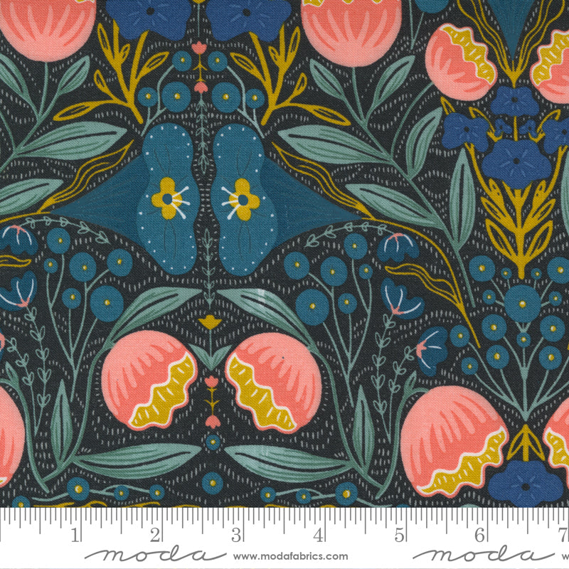 Nocturnal - Night Flowers in Night - Gingiber for Moda Fabrics - 48331 12 - Half Yard