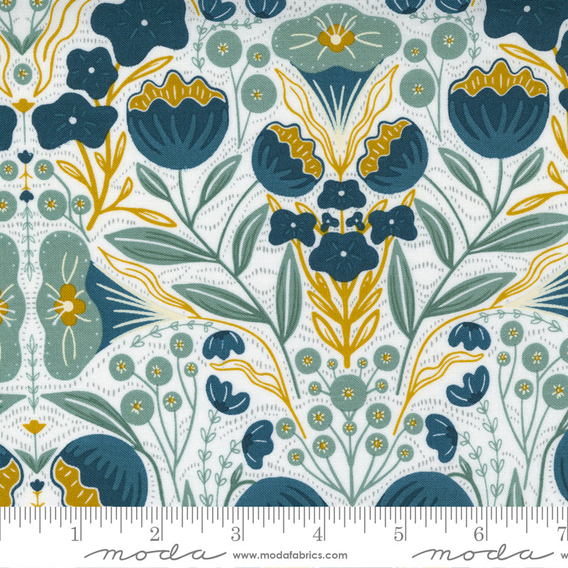 Nocturnal - Night Flowers in Cloud Lake - Gingiber for Moda Fabrics - 48331 21 - Half Yard