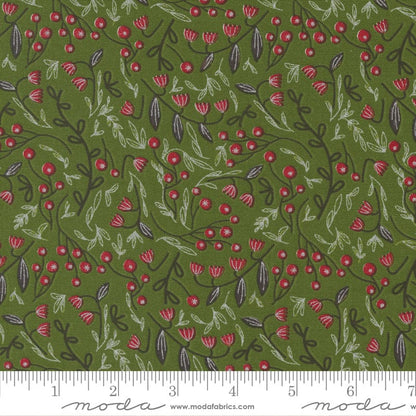 Merrymaking - Winter Berries in Evergreen - Gingiber for Moda Fabrics - 48344 14M - Half Yard
