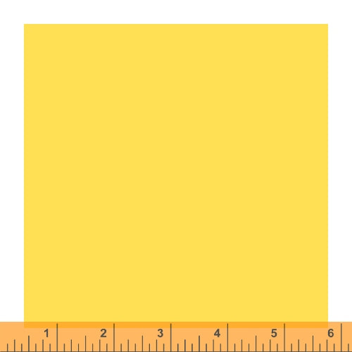 Cotton quilting fabric pattern called 'Meyer Lemon'. Part of the 'Ruby and Bee Solids' fabric collection. Designed by Heather Ross for fabric company Andover Fabrics. SKU: 51583 35. 44-45 inch width.
