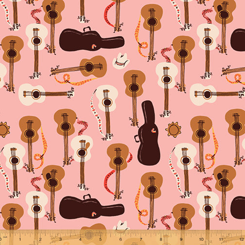 Far Far Away III - Guitars in Pink - Heather Ross for Windham Fabrics - 52754-1 - Half Yard