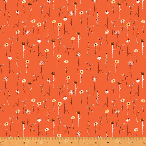 Far Far Away III - Wildflowers in Burnt Orange - Heather Ross for Windham Fabrics - 52757-15 - Half Yard