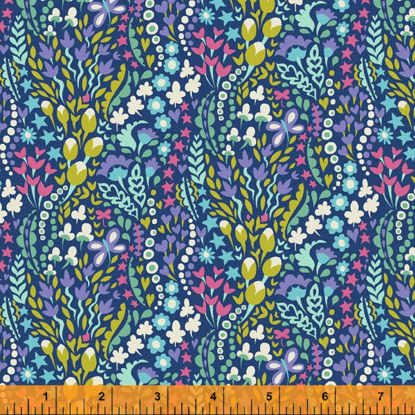 Eden - Flower Blanket in Periwinkle - Sally Kelly - 52809-4 - Half Yard